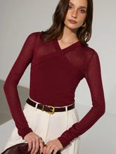 Semi-Sheer Criss-Cross Knit Top